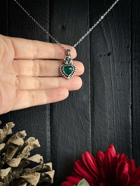 Colgante Corazon Agata Verde